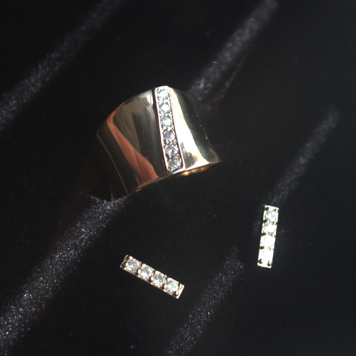 A S earrings and ring