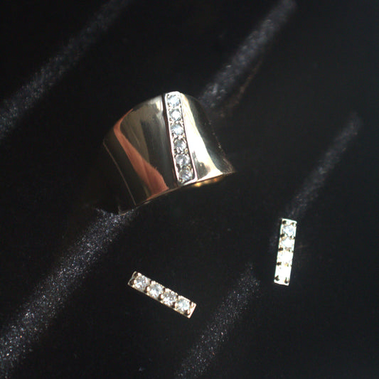 A S earrings and ring