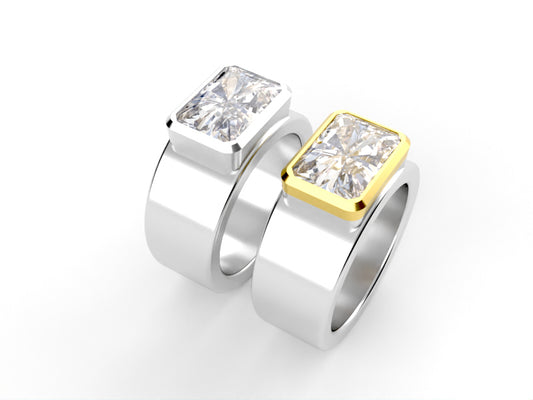 18K yellow gold bezel and sizing platinum ring